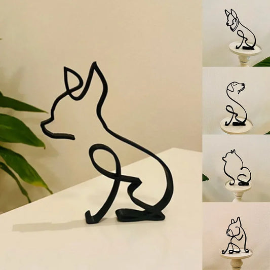 Minimal Pet Sculpture – Dog & Cat Metal Art for Home